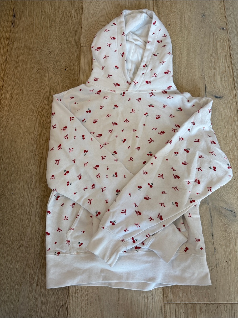 Target White Hoodie Sweater with Red Cherry Print